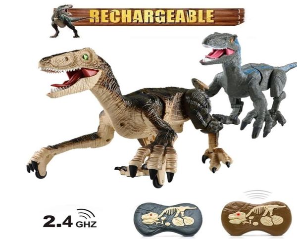 24G RC Dinozor Oyuncakları Jurassic Uzaktan Kumanda Dinozor Oyuncak Simülasyonu Yürüyüş RC Robot Işık Ses Dino Kids Noel Hediye 2112934335