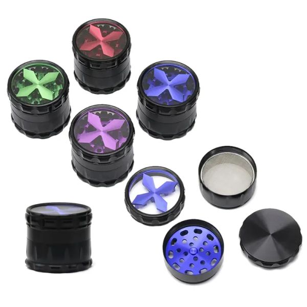 Ginder Nuovo Design Tappi a forma di croce Diametro 63mm Smerigliatrici per tabacco Accessori per fumatori per piattaforme petrolifere Dab Herb 4 parti Lega di alluminio LL