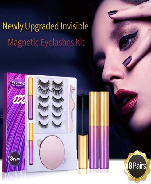 2021 Ciglia di visone magnetiche invisibili con 2 tubi Kit di eyeliner magico 3D Ciglia naturali Specchio riutilizzabile Non colla Nessun blocco magnetico S6578706