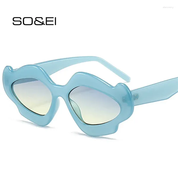 Occhiali da sole SOEI Moda Forma di fiore irregolare Donna Retro Designer di marca Colori caramelle Occhiali UV400 Occhiali da sole Cat Eye da uomo