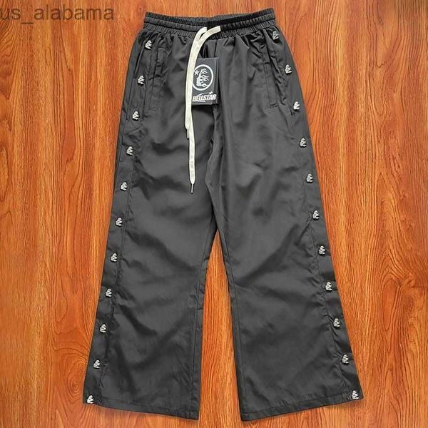 Pantaloni da uomo Hellstar Nylon Button Pant Uomo nero Designer Pant High WOEMN Uomo Jogger Fashion Pants Lovers 240308
