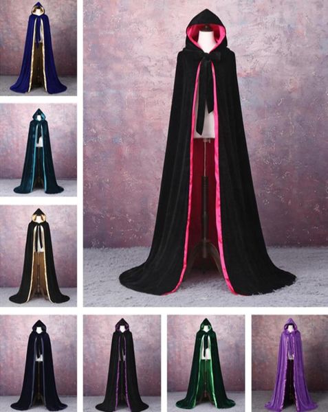 Samtumhang Winter-Hochzeitsumhang Cape Wärme Hochzeit Brautumhang Günstige Wicca-Robe Wram Weihnachten bodenlang Lange Brautjacke 3160422