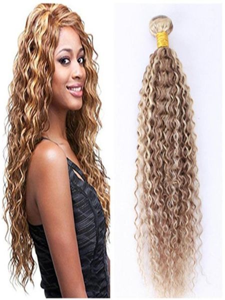 Pacotes de cabelo humano cor de piano misturado 27 613 loira kinky encaracolado tramas afro kinky encaracolado cabelo virgem brasileiro 3pcslot novo arri7599918