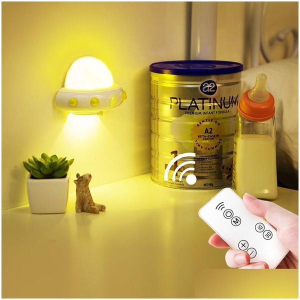 Luci notturne Ricarica USB Ufo Luce notturna remota Camera da letto Comodino Sensore LED Nuova strana atmosfera per bambini Lampada 1 pz Consegna a goccia L Dhh26