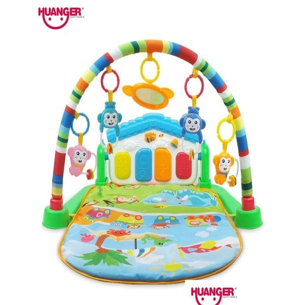 Tapetes de bebê Playmats Huanger 3 em 1 Play Mat Desenvolver Cling Children039S Música com Teclado Infantil Fitness Tapete Educacional Rack T Dhjxr