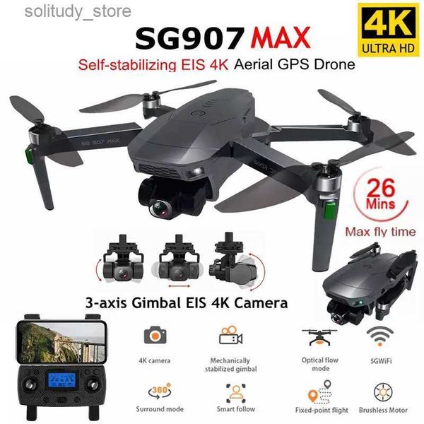 Drones Novo SG907 MAX G drone profissional com 5G WiFi EIS 4K câmera de três eixos junta universal sem escova RC quatro helicóptero FPV drone VS SG906 Q240308