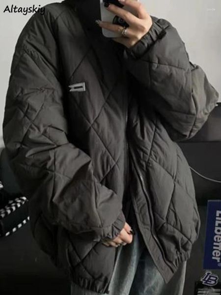 Casacos de Trench das Mulheres Parkas Mulheres Soltas BF Simples Vintage Acolchoado Streetwear Estudantes Gola Grosso Inverno Quente Harajuku Y2K Coreano