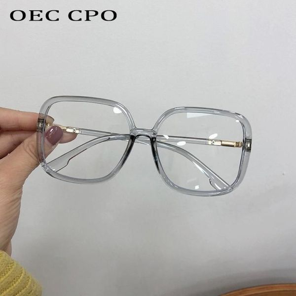 Óculos quadrados de grandes dimensões mulheres moda lente transparente quadros retro óculos ópticos plásticos quadro lady o884 óculos de sol