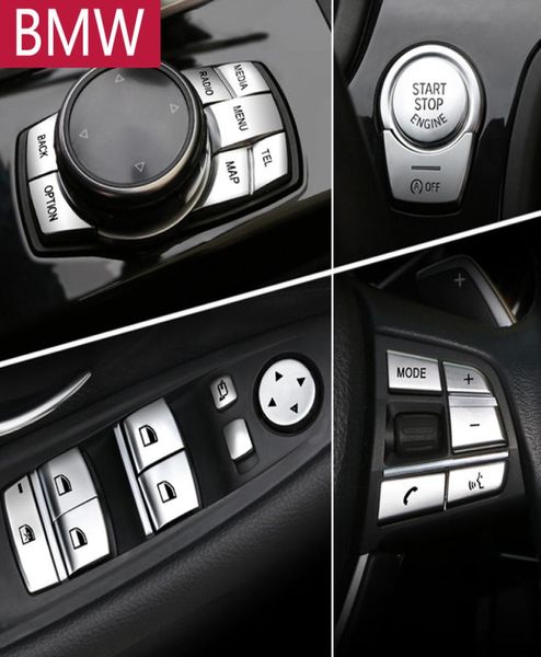 Acessórios interiores do carro abs cromo botão capa adesivos para 1 2 3 4 5 7 séries f10 f07 f06 f12 f13 f01 f02 f20 f30 f32 estilo do carro 2507672