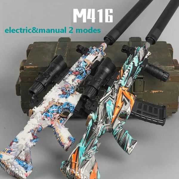 Arma Brinquedos Armas de Hidrogel Manual Elétrico 2 Modos M416 Rifle Sniper Tiro Automático Arma de Bola de Água Armas de Paintball para Crianças AdultosL2403