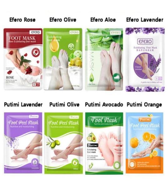 Efero Putimi Maschera esfoliante per il trattamento dei piedi Calzini per pedicure Esfoliazione Aloe lavanda Maschere per piedi Rimuovi la pelle morta Peeling dei talloni9300242