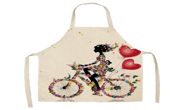 1 pz cotone lino fiore farfalla ragazza stampato grembiuli da cucina per le donne cucina casalinga vita bavaglino grembiule 6849 cm5503955