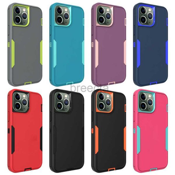 Dois em um casos contraste cor anti-queda robô armadura tpu caso para iphone 11 12 13 mini pro max capa 240304