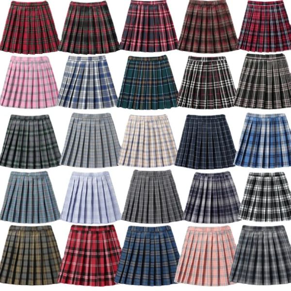 rock Frauen Hohe Taille Plissee Plaid Röcke Mini Tennis Rock Harajuku JK Japanische Schuluniform Kurze ALine Mini Rock Mädchen 48 cm