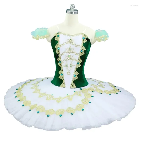Bühnenkleidung Elegent Custom Size12Layers Hochwertige Kinder Mädchen Frauen Erwachsene Weiß Dunkelgrün Schwanensee Ballett Tutu Kostüme