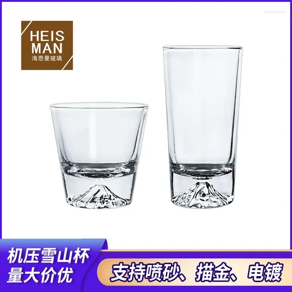 Bicchieri Appassiti Fujiyama giapponese Tazza di vetro Sodio Calcio Snow Mountain Pressato a macchina Il vino può essere spruzzato colorato Electroplat