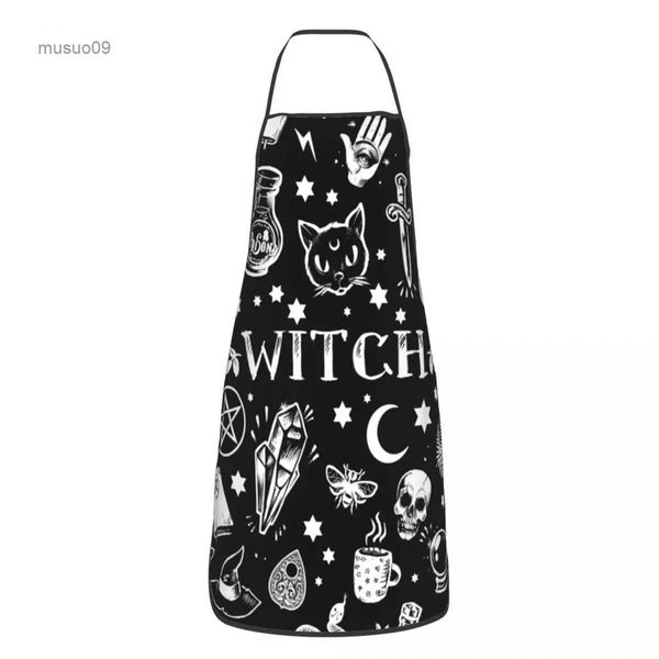 Schürzen mit Hexenmuster, Schürzen für Damen und Herren, Halloween, Okkult, Gothic, Magie, für Erwachsene, Küchenchef, Lätzchen, Tablier, Küche, Kochen, Backen, Gartenarbeit