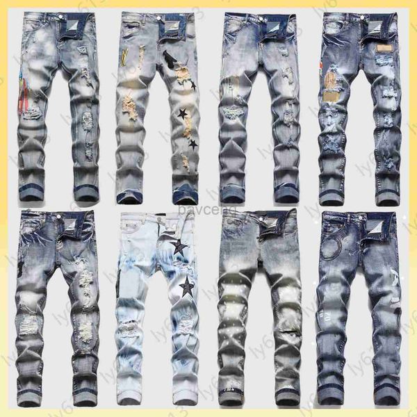 Jeans amirir jeans designer calças para high street fashion clássico jean europa e os estados unidos hip-hop calças bonitas elásticas slim versátil jeans masculinos 240308