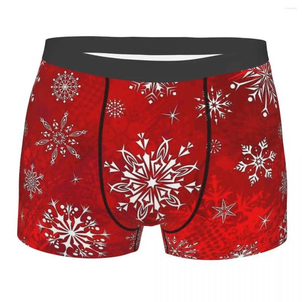 Трусы красные градиентные снежинки Happy Merry Christmas Homme трусики мужское нижнее белье сексуальные шорты трусы-боксеры