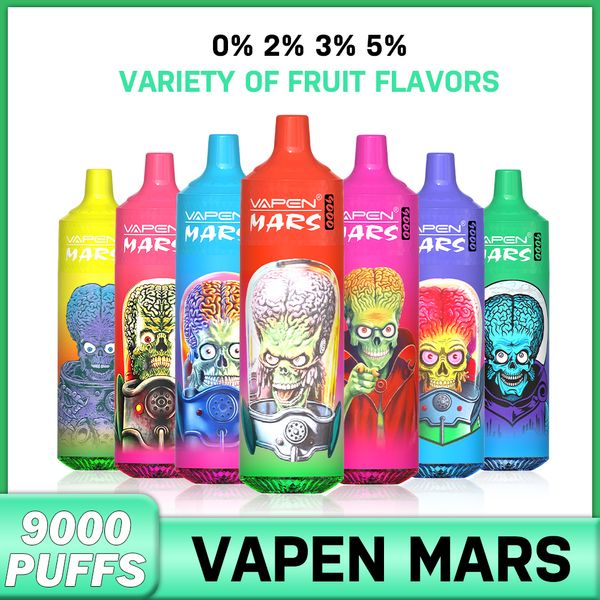 UE Fast Ship Vapen Mars Tornado 9000 Puff 9000 Ecigarettes Descartáveis 18ml Pré-cheio Vapor Malha Bobina Bateria Recarregável RGB Light Vapes Vaporizador Portátil