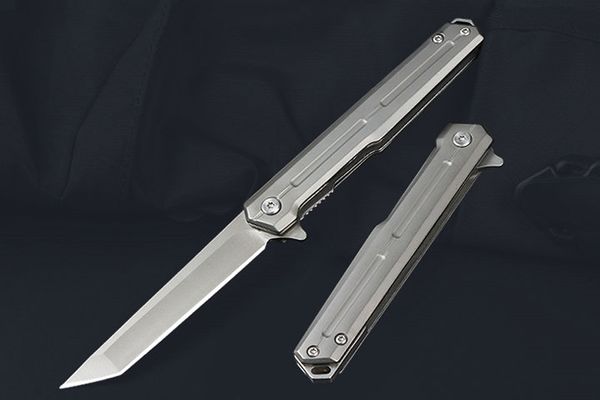 Новый складной нож M7718 Flipper 3Cr13Mov, лезвие с титановым покрытием, ручка из нержавеющей стали, карманные ножи для кемпинга, туризма, рыбалки, EDC