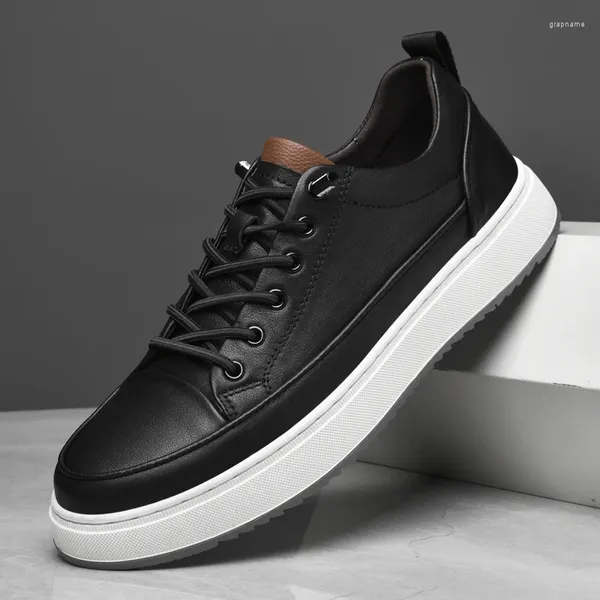 Sapatos casuais 2024 marca clássica resistente ao desgaste sola de couro genuíno masculino elegante tendência branca negócios versátil