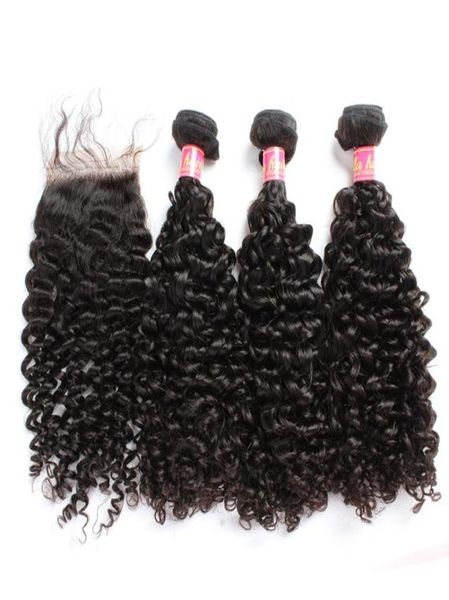 Bella Haarbündel mit Verschluss, brasilianisches Virgin Curly Weaves, natürliche Farbverlängerungen, Julienchina5039717