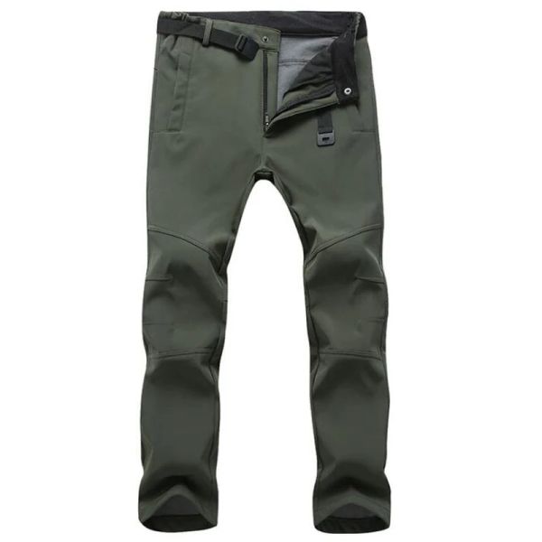 Calça homens lã de lã de calças térmicas ao ar livre de casca macia à prova d'água acampamento de pesca escalando calças de carga quente de trekking sport