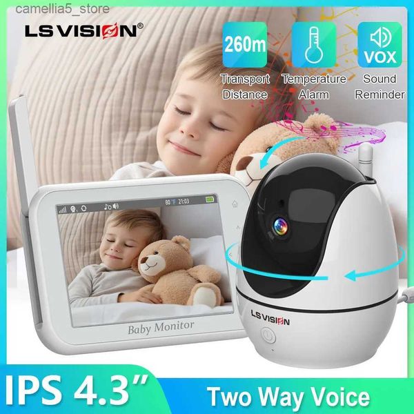 Bebek Monitör Kamera LS Vizyon 4.3 inç video kamera gece görüşü çocuk güvenlik h 2000mAh Pil Babysitt Narür Vox Ayarları Q240308