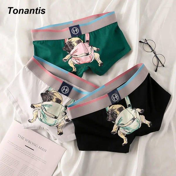 Mutande 3 Pz/set Boxer di Cotone Uomo Moda Cane Stampa Biancheria Intima Degli Uomini Personalità Giovanile Traspirante Mutandine da Uomo Coreano M-XXXL