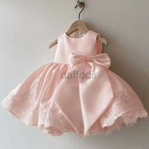 Kleider Mädchen Kleider Mädchen Kleidung Kleinkind Kinder Vestidos Baby Mädchen 1. Taufe Kleid mit großer Schleife Ostern 6YHKD230712 240308