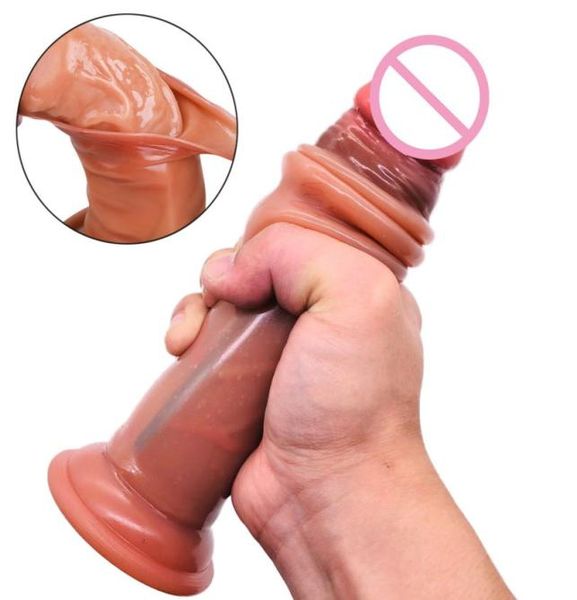 Simulação sensação de pele silicone grandes vibradores para strapon mulheres pênis realista brinquedo sexual g ponto vibrador pau macio masturbação feminina7511216