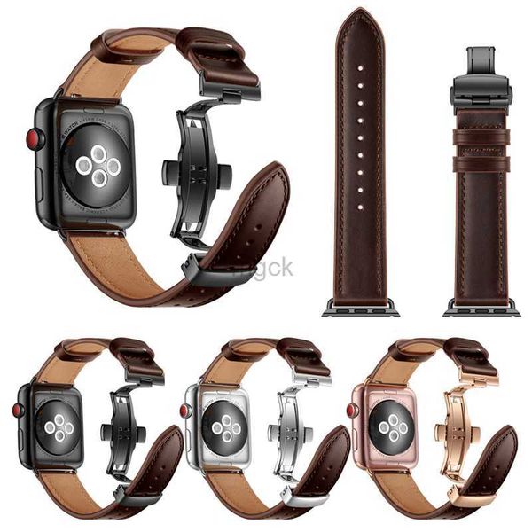 Bande orologi Wsirak Black Black Bracciale Crasala con chiusura Cink Cintura Guida in pelle per orologi Serie 1 2 3 4 5 6 7 8 SE Watch Band 240308