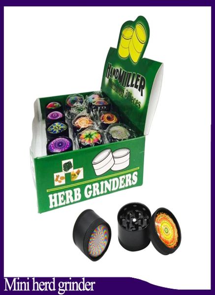 3D mini Muller Herb Grinder Liga de Zinco Triturador de Fumaça Mini Triturador de Tabaco de Metal 3 Camadas 30mm de Diâmetro Cores Sortidas YW849 026627456740