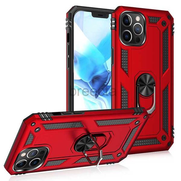 Casos à prova de choque armadura kickstand caso para iphone 12 mini 11 pro xr xs max x 6 6s 7 8 plus anel de dedo magnético anti-queda capa 240304