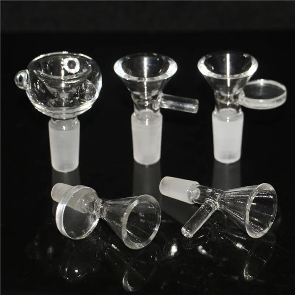 Dicke Glasschüssel für Shisha 14 mm 10 mm Außenverbindung Klare Trichterschalen Raucherstück Werkzeug für Tabakbong Öl Dab Rig Brennwasserpfeife LL