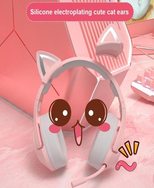 Kopfhörer Kopfhörer Rosa Wired Spiel Katze Ohr Headset Mit Mikrofon Hifi 71 Kanal Gaming Musik Für Computer Notebook5801793