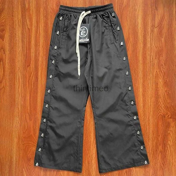 Pantaloni da uomo Hellstar Nylon Button Pant nero Designer Pant Alta qualità WOEMN Uomo Jogger Fashion Pants Lovers Tuta 240308