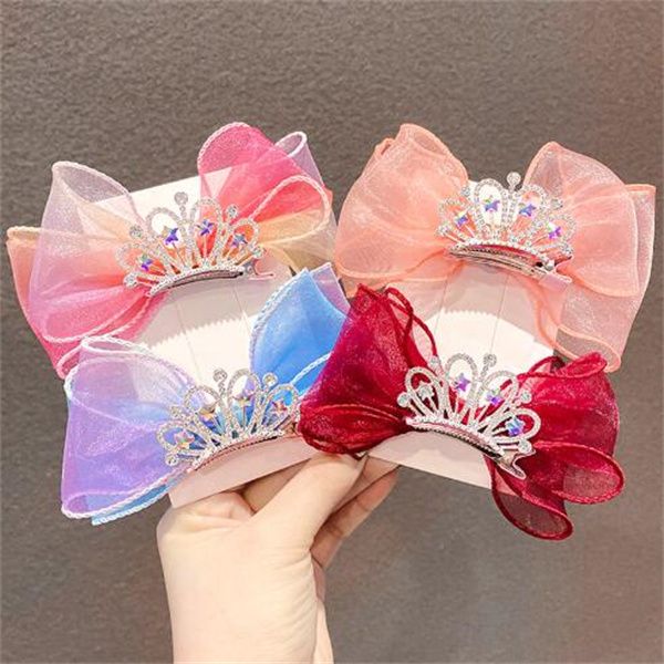 Pastell Regenbogen Haarschleifen Farbverlauf Prinzessin Krone Haarspangen Stehende Schleife Haarnadel Kinder Haarspange Koreanische Haarschmuck