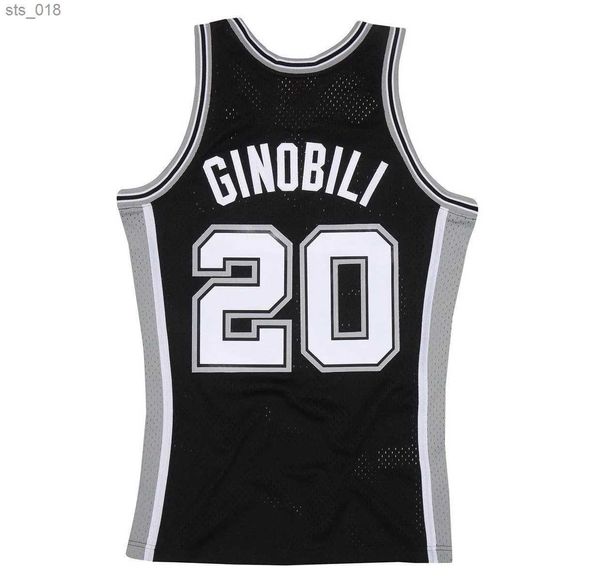 Camisas de basquete Tim Duncan Spur Jersey San Tony Parker Antonio David Robinson George Gervin DENNIS RODMAN Manu Ginobili Mitchell e NessH240308