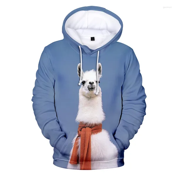 Hoodies masculinos moda engraçado dos desenhos animados bonito alpaca impressão 3d pulôver masculino feminino moletom com capuz topos de manga longa unisex moletom com capuz