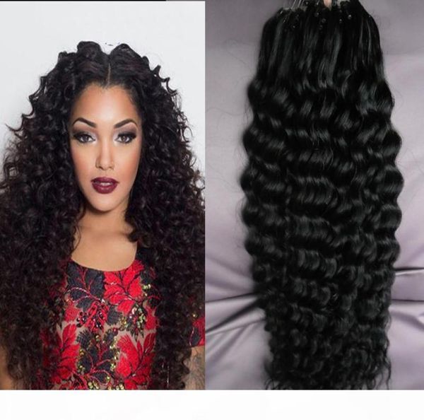 100 g Deep Wave Loop Micro Ring Hair 100 Human Micro Bead Links Maschinell hergestellte Remy Haarverlängerung2134654