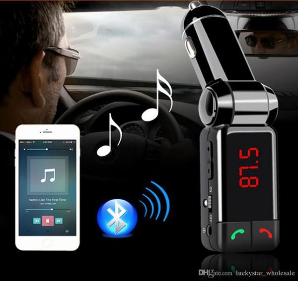 BC06 Kit Carro Bluetooth Speakerphone BT Mãos Dupla Porta Transmissor FM 5V 2A AUXIN Leitor de Música Para Samsung iPhone Mobile2104151