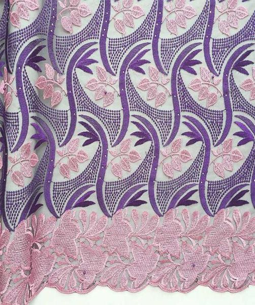 Renda francesa de noiva frisada pêssego magenta lilás renda tecido africano renda material suíço cordão para festa nigeriana 9509609