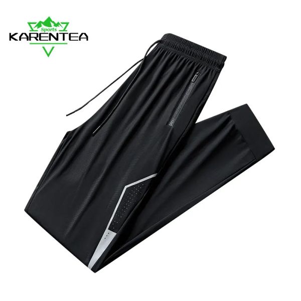 Capris calças de corrida dos homens reflexivo secagem rápida mulheres jogging sweatpants ginásio verão homem calça longa fitness masculino pesca