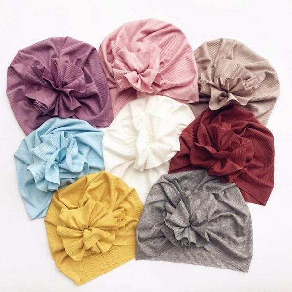 8 cores bebê princesa chapéus florais bonés menino meninas turbante flor cabeça envoltórios infantis crianças índia chapéus gorro recém-nascido criança headwears5433275