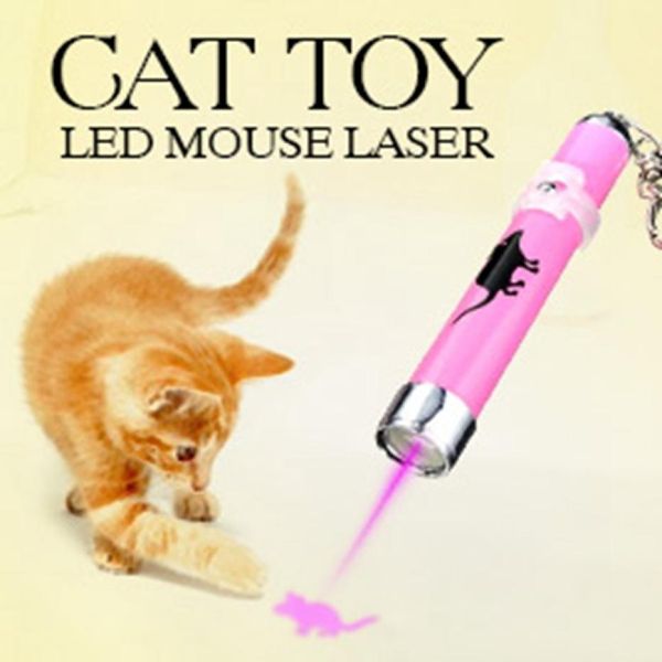 Haustiere Laser Spielzeug Tragbare kreative und lustige Haustier Katze Spielzeug LED Laserpointer Licht Stift mit hellen Animation Maus Schatten zufällig3098670