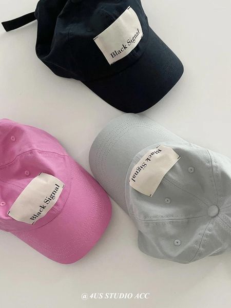 Bonés de bola Soft Top Marca de Moda Peaked Cap Mulheres Amantes de Estilo Coreano Selvagem Face-Olhando Pequena Etiqueta de Pano Sun-Proof Baseball