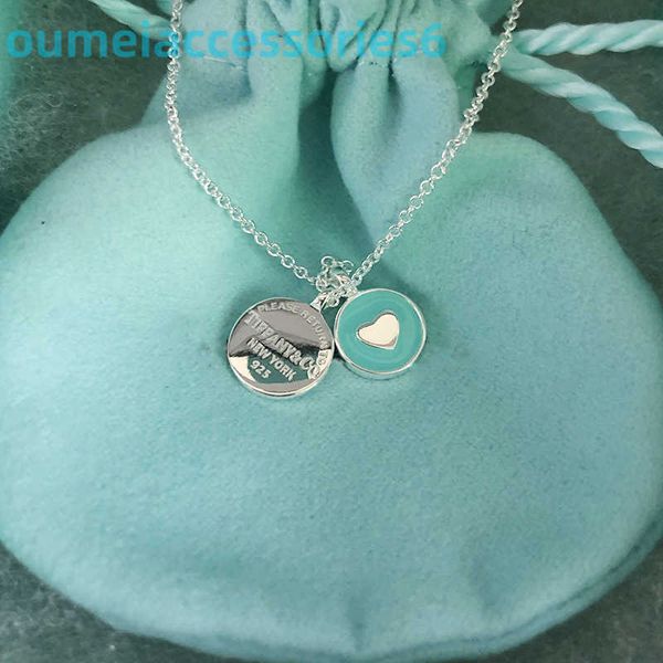 2024 Designer Gioielli di lusso Collane S925 Argento sterling giapponese e coreano Little Love Piccolo personalizzato Rotondo a forma di marca Collare Catena Ciondolo a cuore blu