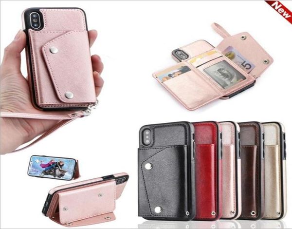 Luxo caso de couro do plutônio para iphone xs max caso x 6s 7 8 plus xr cartão bolso capa para samsung nota 8 9 s8 s9 plus s7 borda carteira 1022796